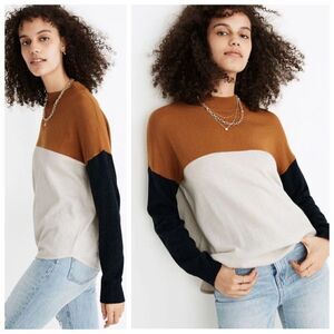 Madewell Ashbury Colorblock Sweater Women’s Size Small Mock Neck Wool Blend